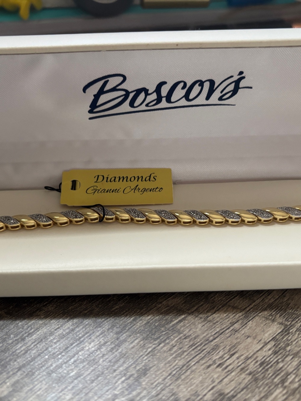 Two-Tone Gold and Silver Pavé Link Bracelet